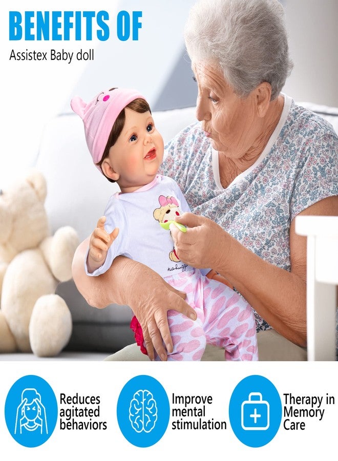 Assistex Reborn Baby Doll - 22" Lifelike Therapy Doll for Seniors with Dementia - Weighted, Soft Body, Realistic Newborn for Nursing Homes for Comfort and Relief - Gift for Elderly with Picture Book - Image 5